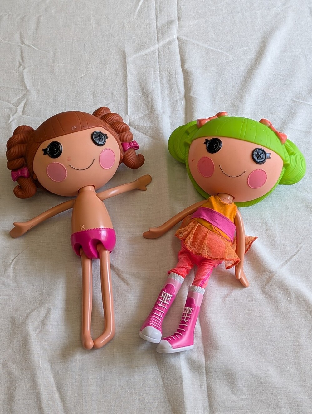 Lalaloopsy Doll X 2. Green and Pink Doll Set - Cute Button-Eyed Kids Toys. GUC